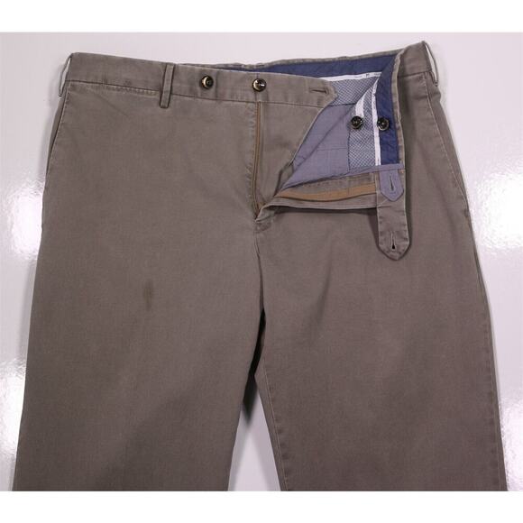 PT Torino Khaki Tan Flat Front Slim Fit Stretch Cotton Chino Pants 34x28 - Picture 5 of 9